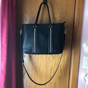 Black hand bag with gold detail